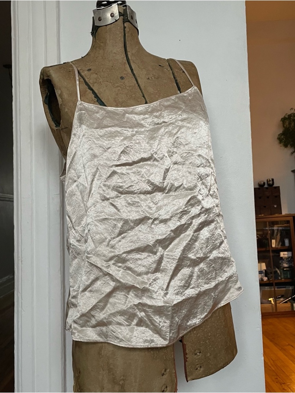 Babaton Lightweight Satin Spaghetti-Strap Cami in Champagne
